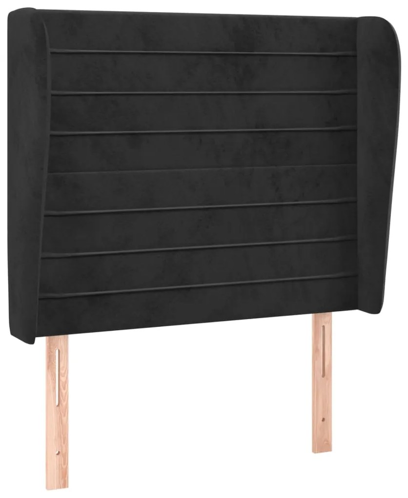 Testiera ad orecchio nera 93x23x118/128 cm in velluto