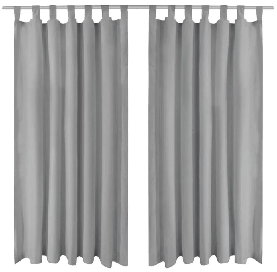 2 Pz Tende İn Micro Raso Con Passanti 140x245 Cm Grigie /