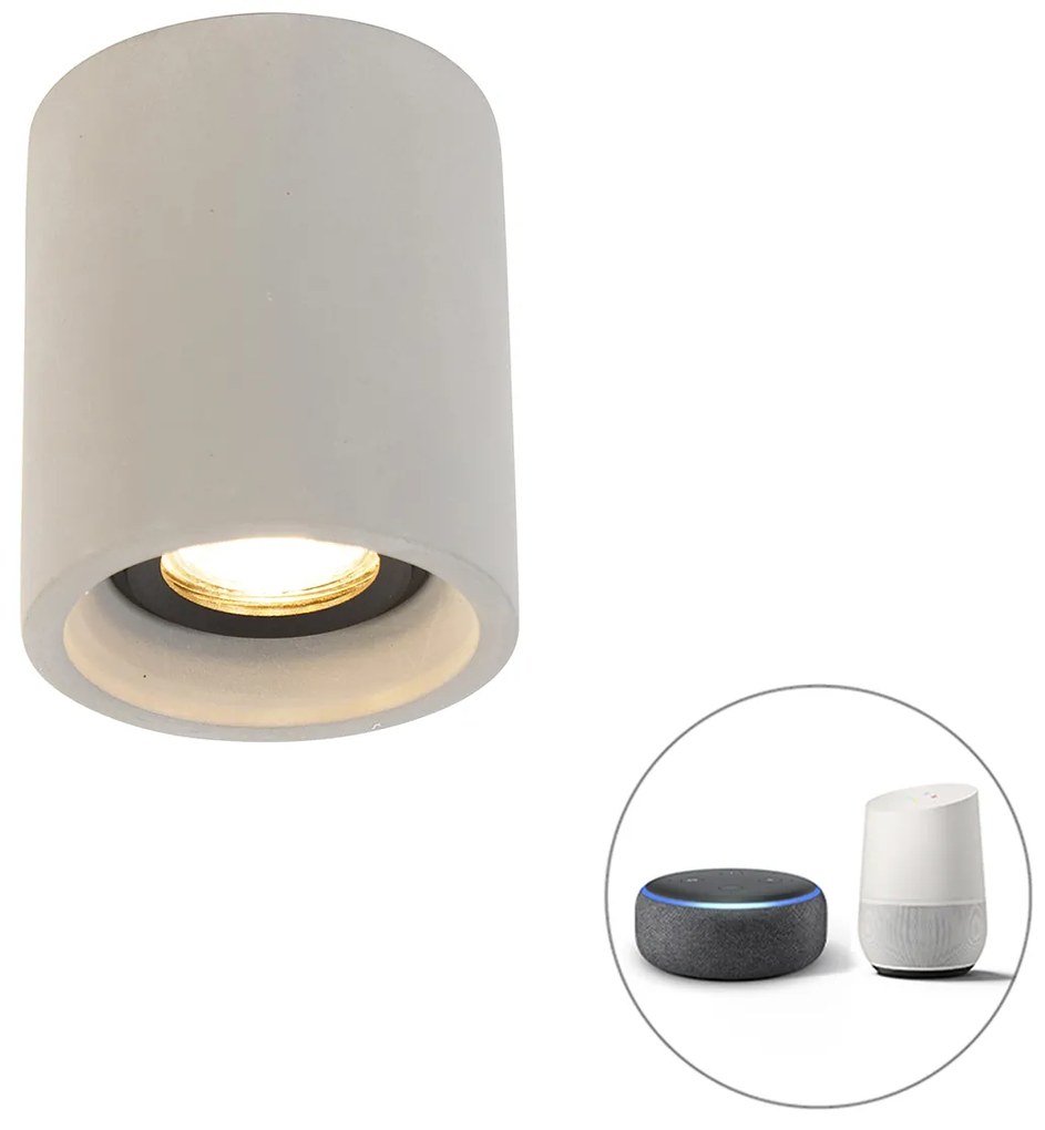 Faretto da soffitto rotondo intelligente in cemento incl. Wi-Fi GU10 - Deep