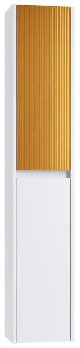 Colonna per mobile bagno Niwa 2 ante P 27 x L 30 x H 160 cm laccato opaco bianco con vetro senape cannettato