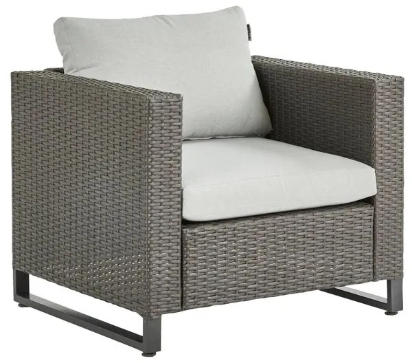 Poltrona da giardino con cuscino grigio e braccioli Noa NATERIAL, struttura in acciaio seduta in rattan sintetico grigio, L 68 x H 62 x P 68 cm