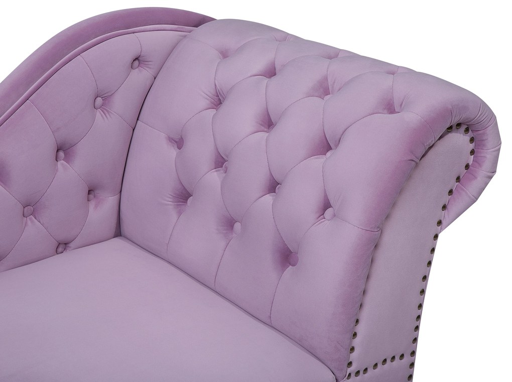 Chaise longue destra in velluto viola lilla NIMES Beliani