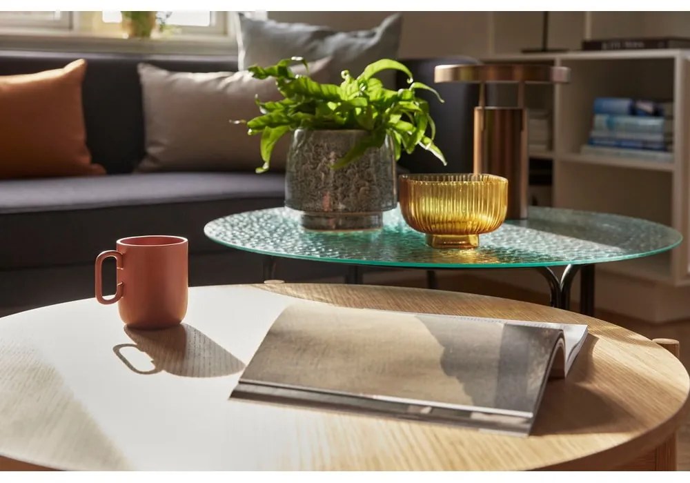 Tavolino rotondo nero con piano in vetro ø 80 cm Orbit - Hübsch