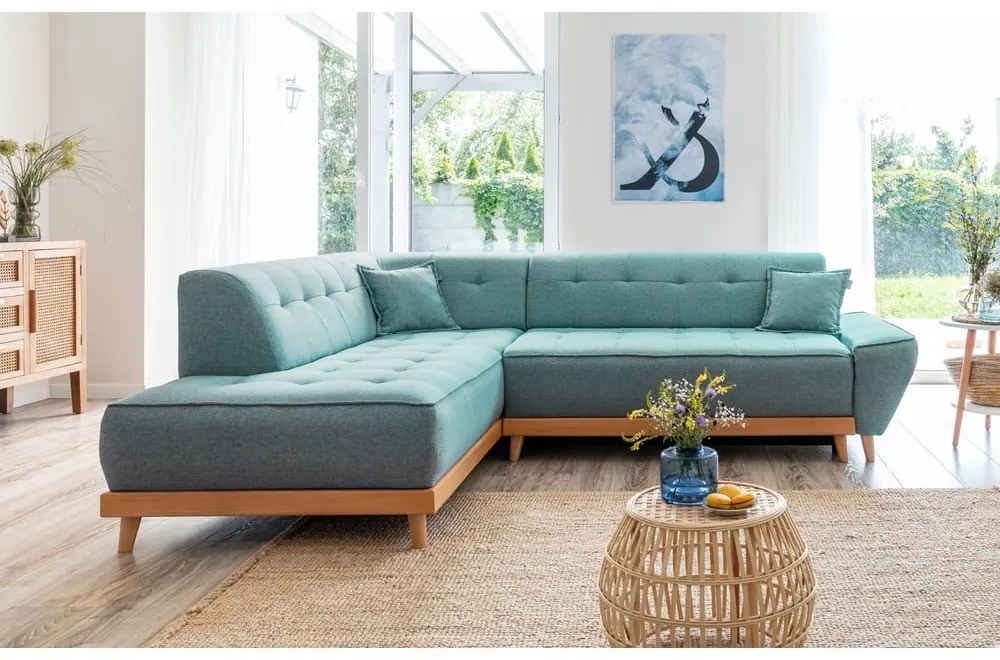 Divano letto angolare turchese (angolo sinistro) Dazzling Daisy - Miuform