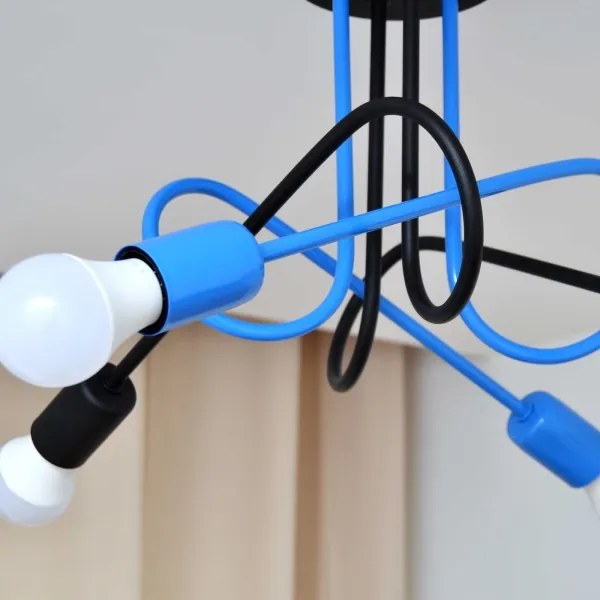 Lampadario a plafone OXFORD 4xE27/15W/230V nero/blu