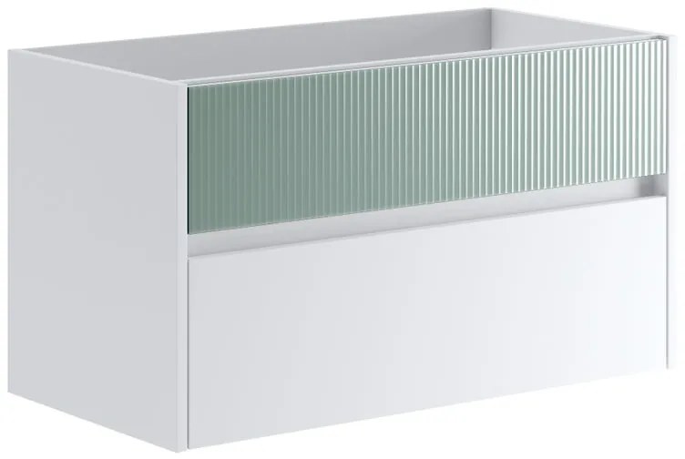 Mobile da bagno sotto lavabo Niwa bianco laccato opaco L 89.5 x H 50 x P 45.5 cm 2 cassetti, lavabo non incluso