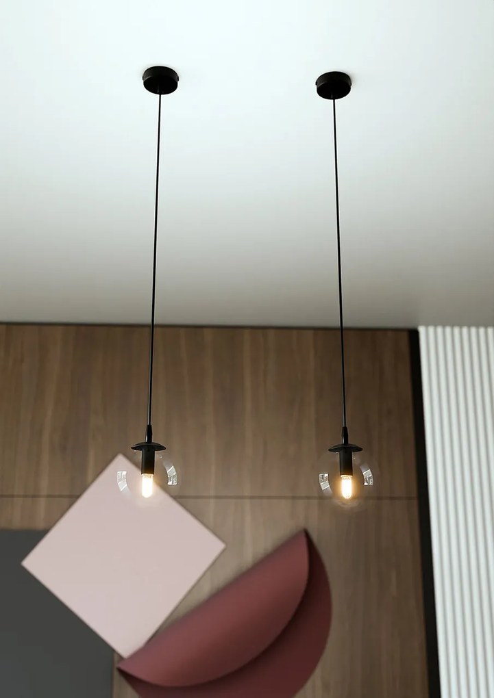Lampada a sospensione COSMO 1 BL in acciaio e vetro E14