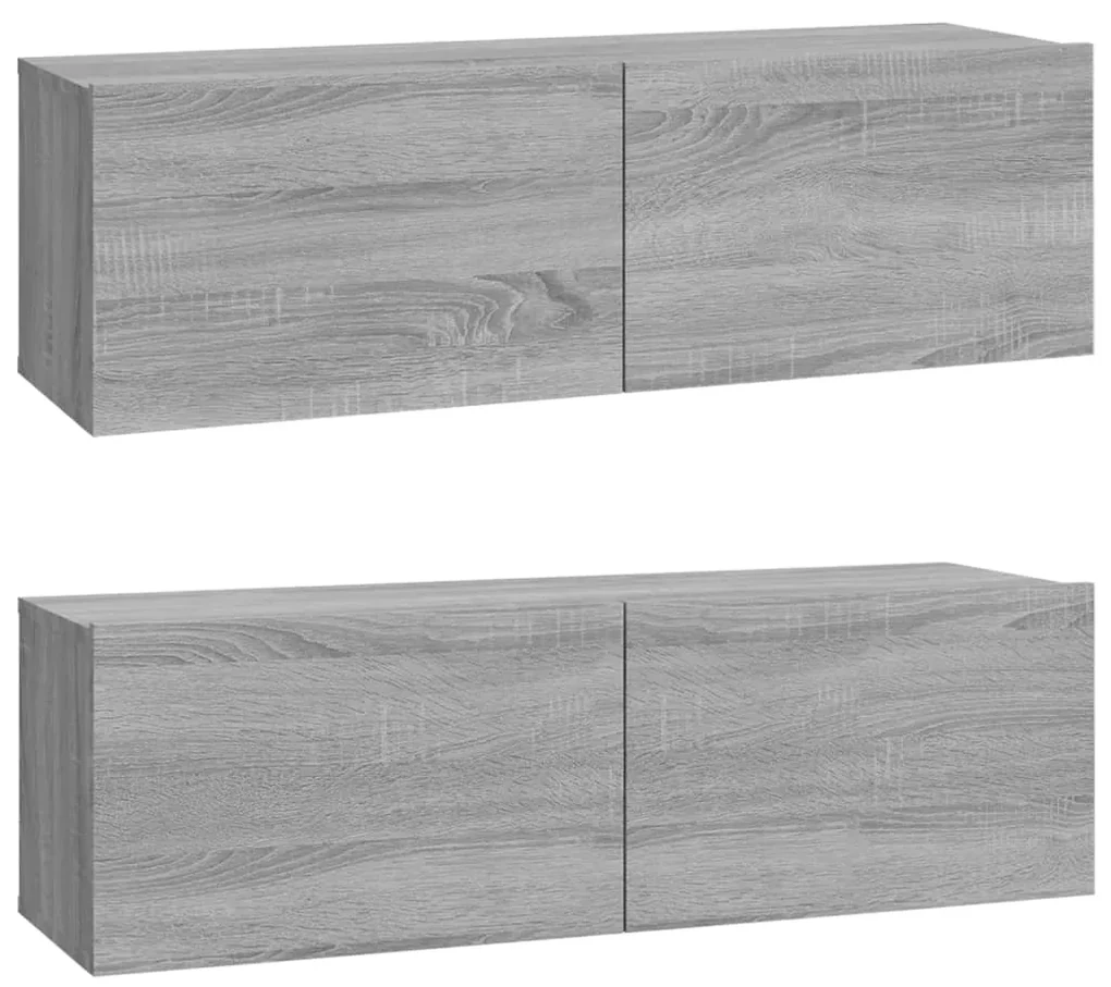 Set di mobili porta tv 4 pz grigio sonoma in legno multistrato