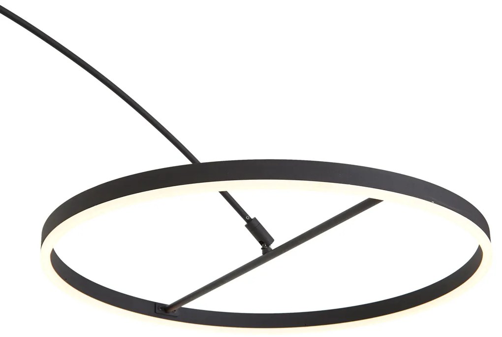 Lampada da terra ad arco di design nera con LED dimmerabile a 3 livelli - Anello
