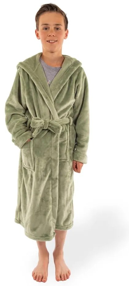 Accappatoio per bambini verde in micropile Delux – Tiseco Home Studio