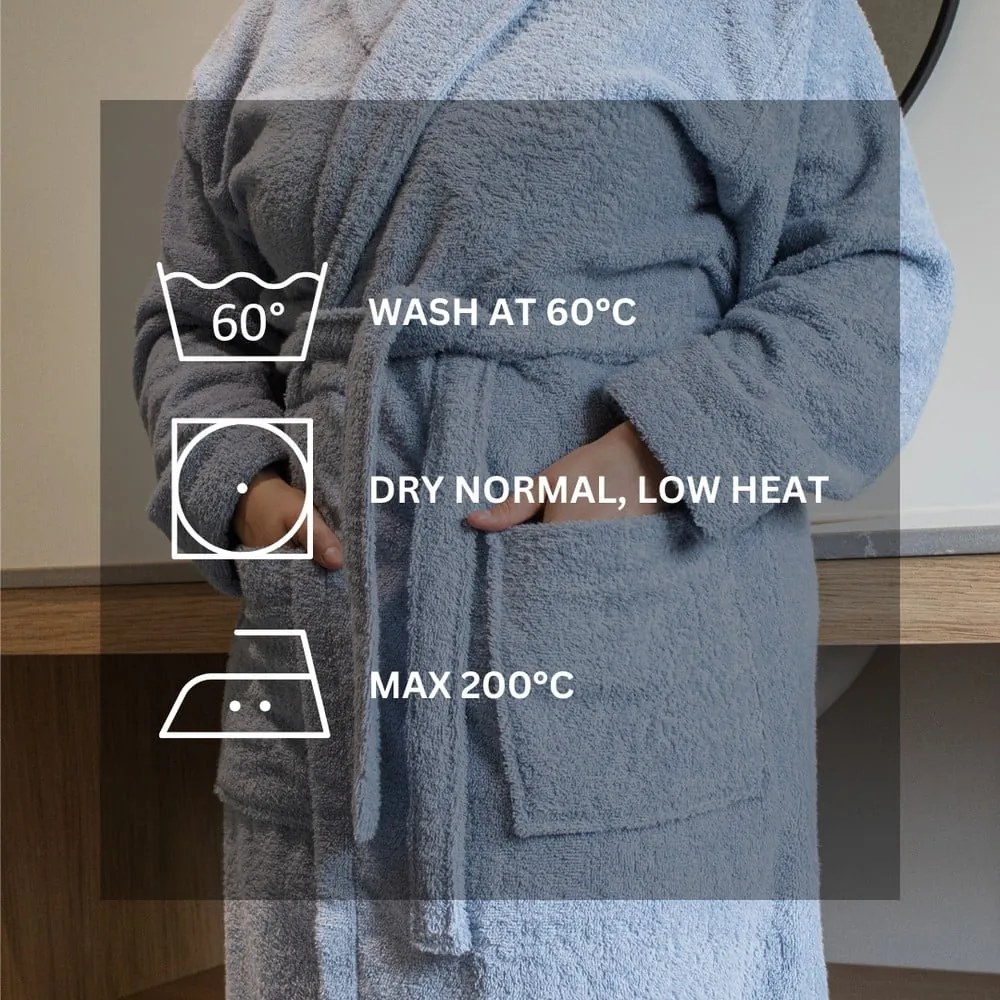 Accappatoio in grigio scuro in cotone XXL Lindu – Tiseco Home Studio