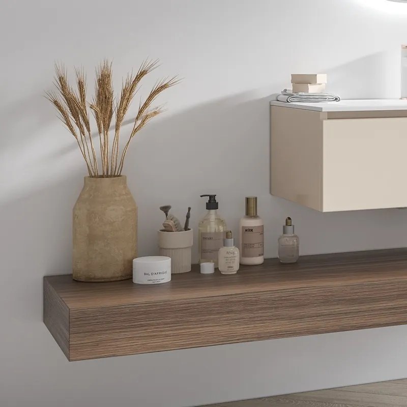 Composizione bagno sospesa mobile 80cm e mensolone da 140cm | KAM-KK801 - KAMALU