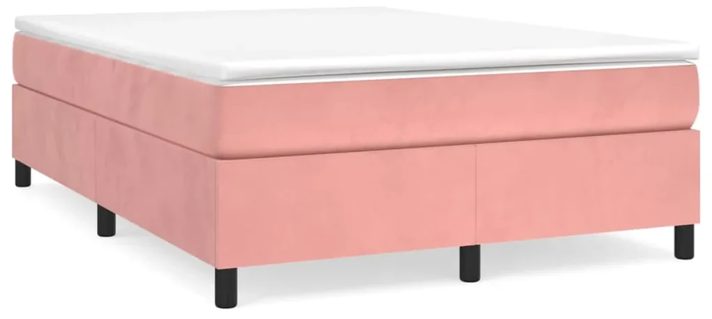 Giroletto a molle con materasso rosa 140x190 cm in velluto