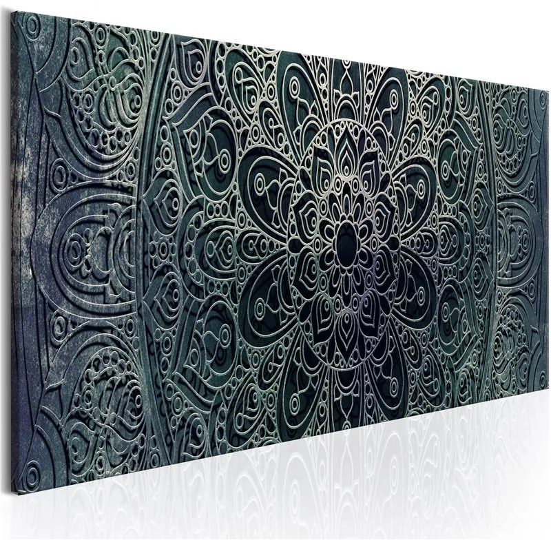 Quadro Mandala  Malachite Calm  Colore Blu, Dimensioni e Misure 135x45