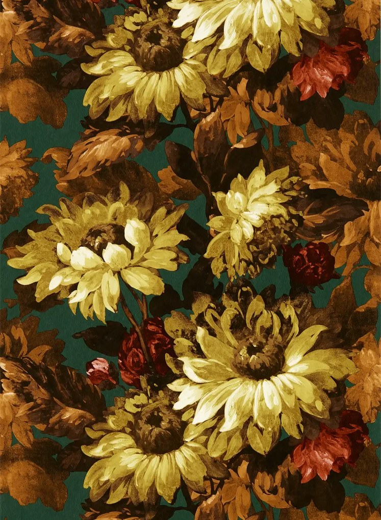 Clarke & Clarke Carta da parati Sunforest - Sage/ Russet