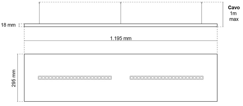 Pannello LED Sospeso 120x30 28W/36W/42W CCT CRI92 con driver Philips Colore Bianco Variabile CCT