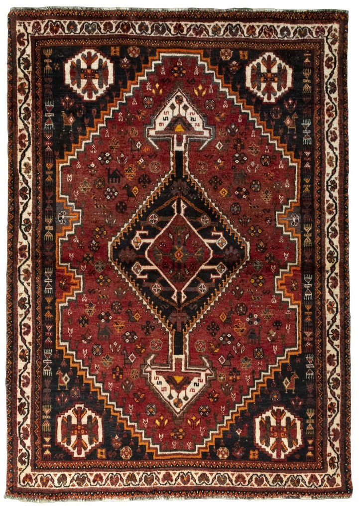 Shiraz Tappeto persiano 120 x 170 Rosso (Iran) Annodato A Mano