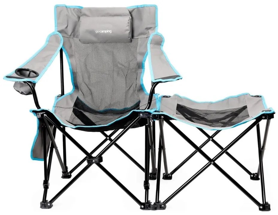 Tavolo da campeggio pieghevole + sedia grigio/blu