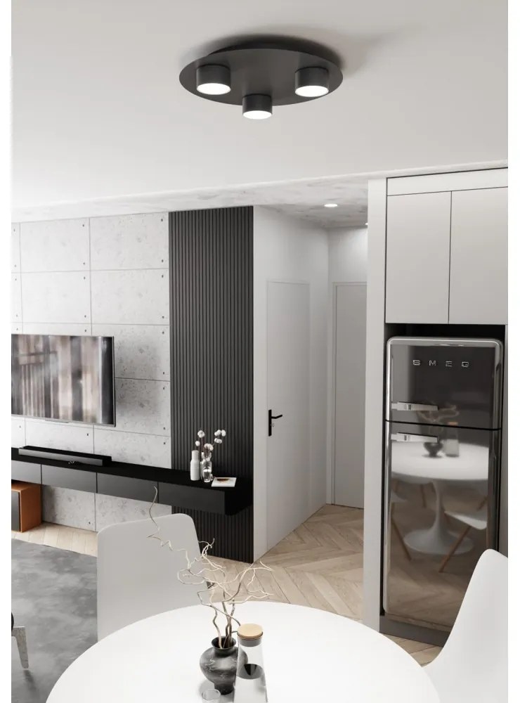 Lampada da soffitto in acciaio BOLX 3 nera 3xGX53 Colore del corpo Nero
