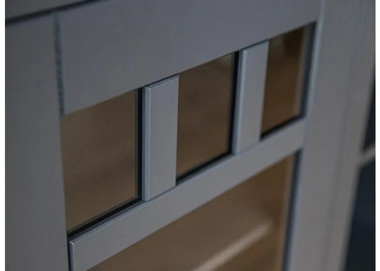 Vetrina shabby chic pino massello pino due ante grafite top color rovere