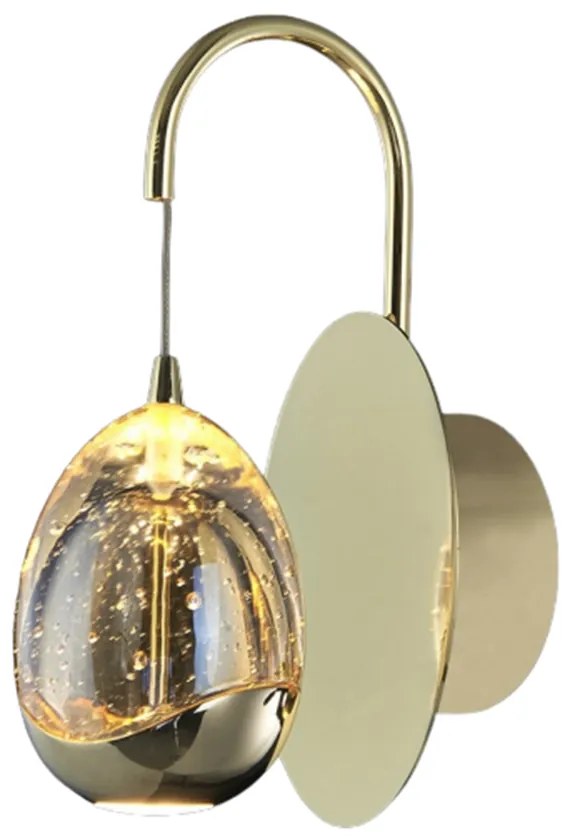 Applique Da Parete Contemporaneo Golden Egg Oro E Vetro Pulegoso Led 4,8W