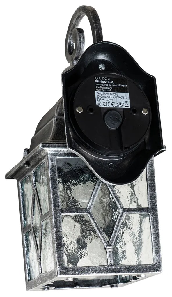 Lanterna da parete per esterni romantica argento antico - London