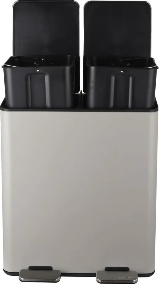 Cestino per la spazzatura grigio tortora in acciaio per raccolta differenziata/con pedale 2x20 l Aliya – Spirella
