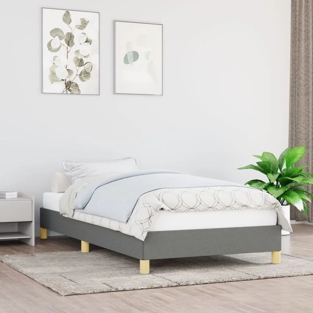 Giroletto Senza Materasso Grigio Scuro 90x200 Cm Tessuto /