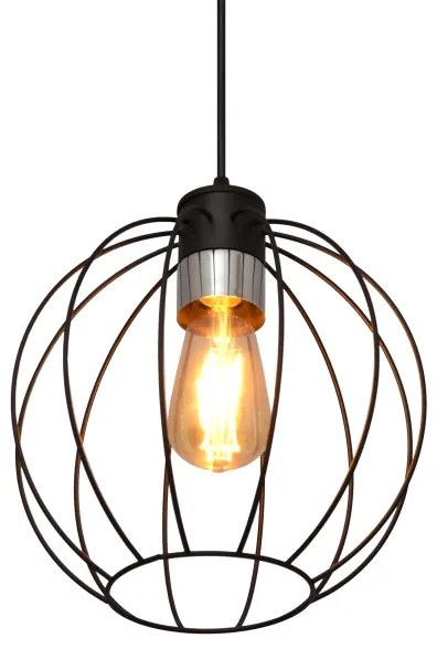 Lampadario a sospensione con filo STARLIGHT 1xE27/15W/230V nero/argento