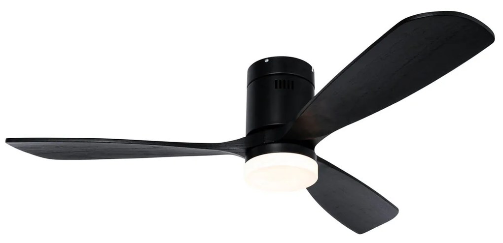 Ventilatore da soffitto intelligente nero 132 cm con LED dimmerabile a 3 fasi in Kelvin e telecomando - Sofia