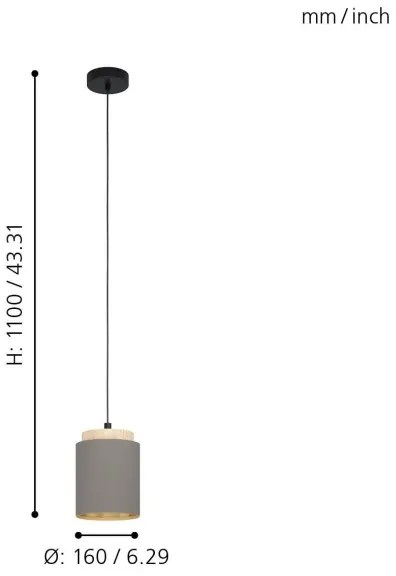 Eglo 99445 - Lampadrio a sospensione con filo ALBARIZA 1xE27/40W/230V