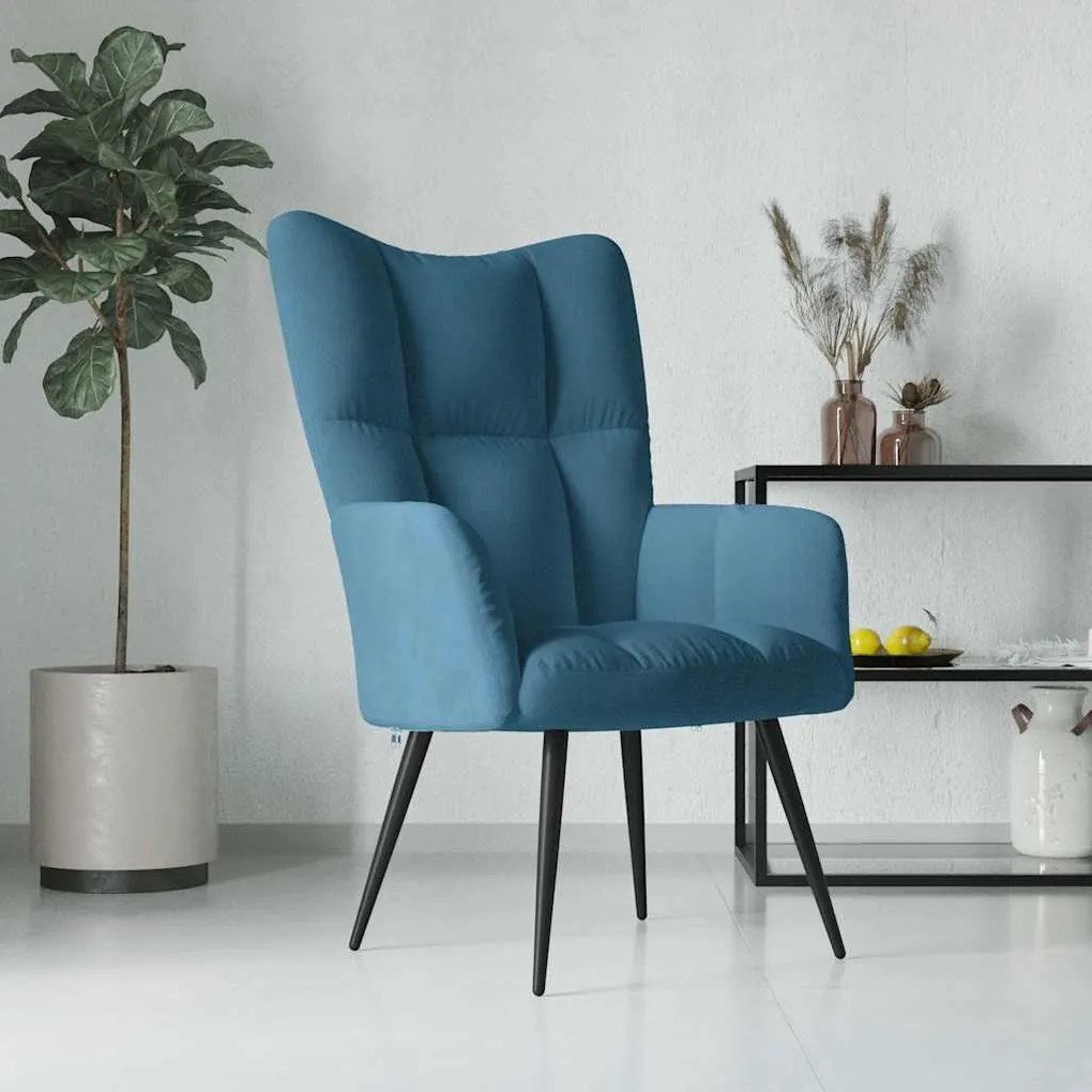 Sedia Relax Blu İn Velluto /