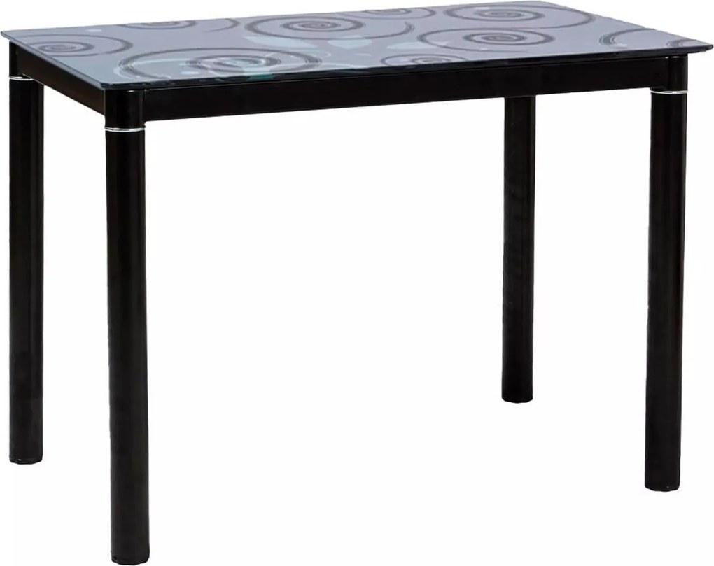 Tavolo Damar con piano in vetro temperato nero e struttura in metallo verniciato – 80x60x75 cm