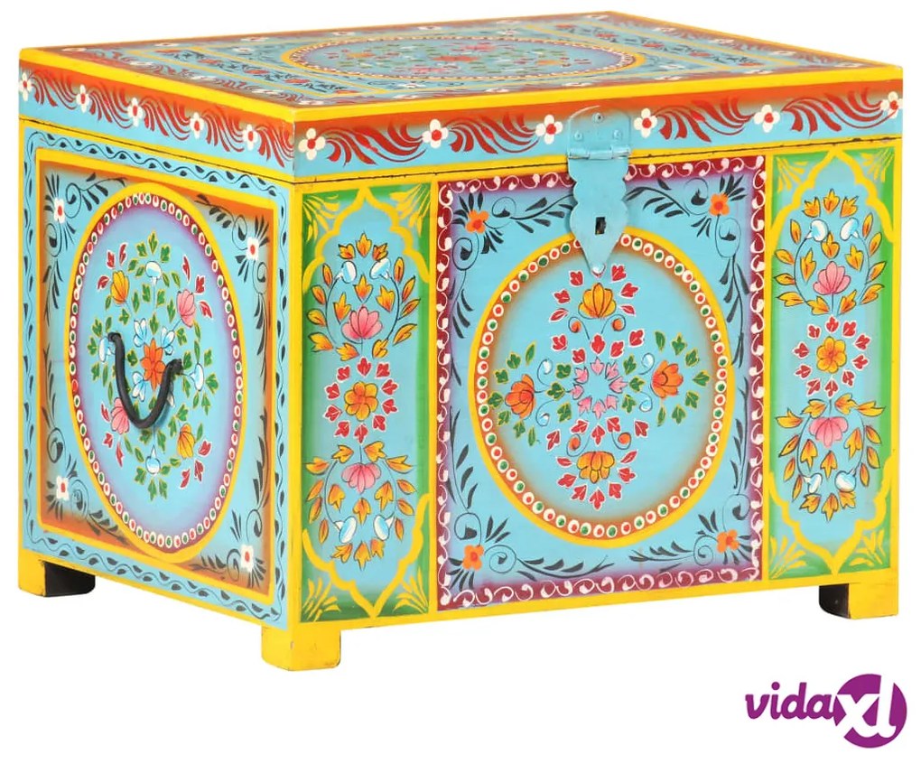 vidaXL Baule Dipinto a Mano 50x40x40 cm in Legno Massello di Mango