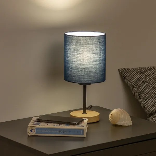 Brilagi - Lampada da tavolo NUBILA WOOD 1xE27/25W/230V quercia/blu scuro