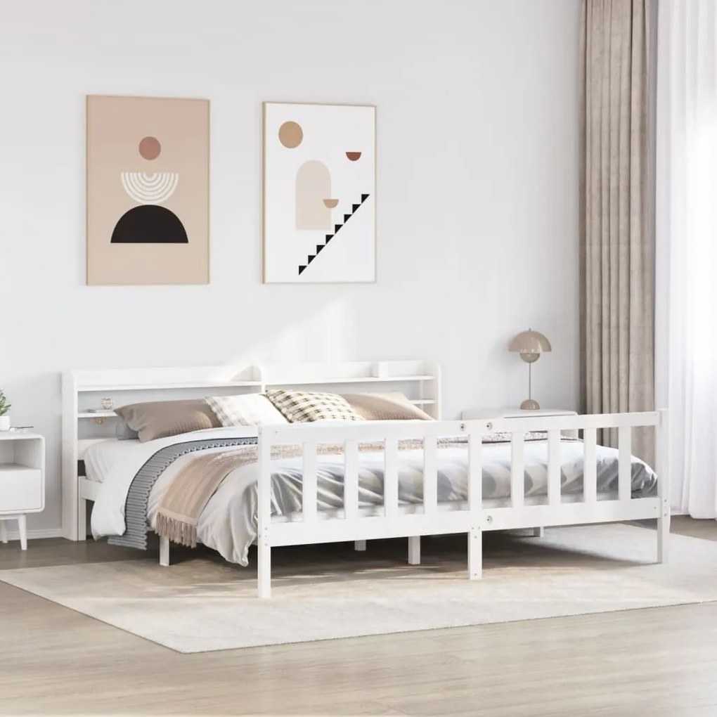 Letto senza materasso bianco 180x200 cm legno massello di pino