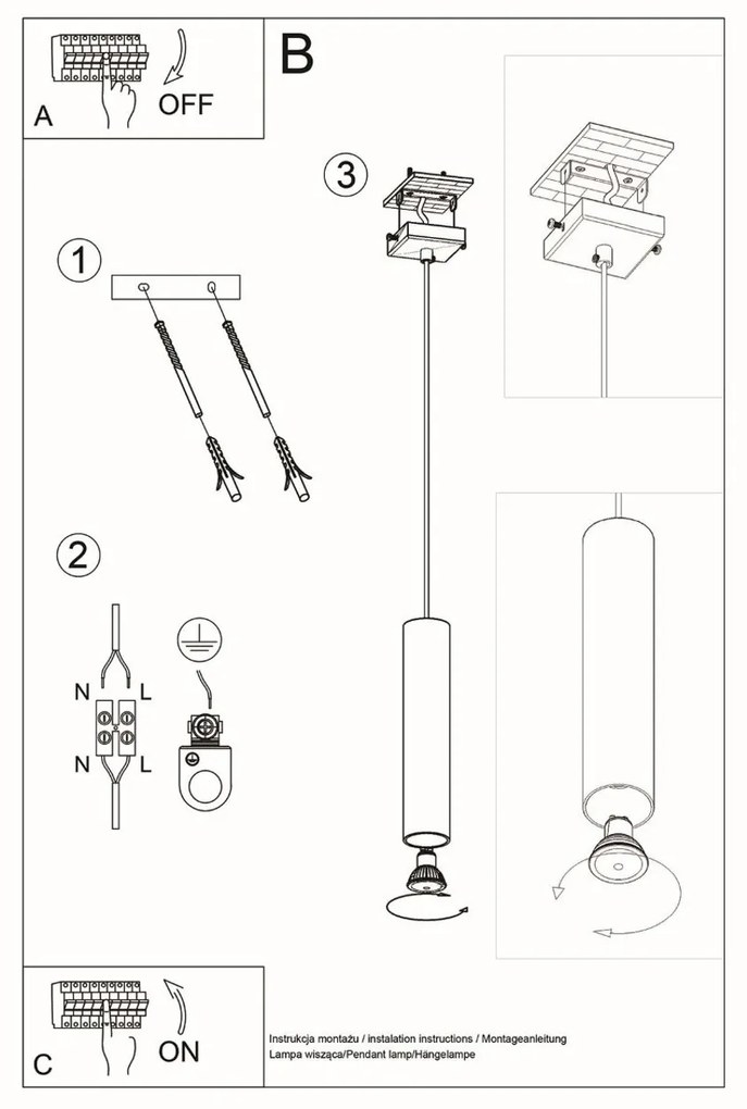 Lampada a Sospensione GU10 in Acciaio LAGOS 1