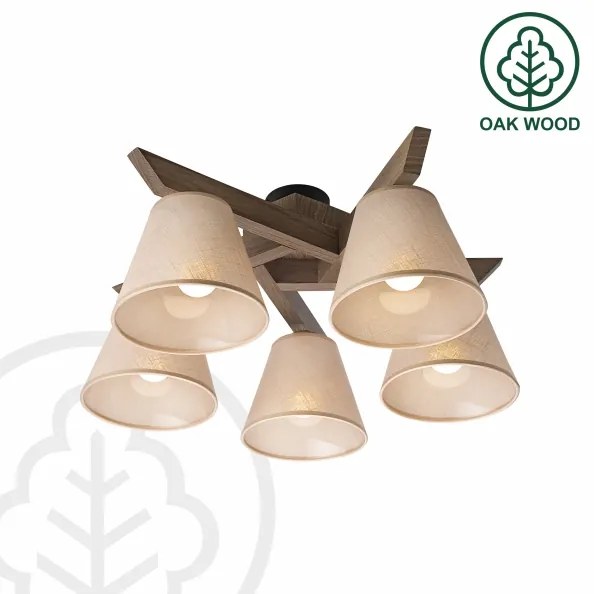 Brilagi - Lampadario LED ANTHONY 5xE14/40W/230V rovere/noce/beige