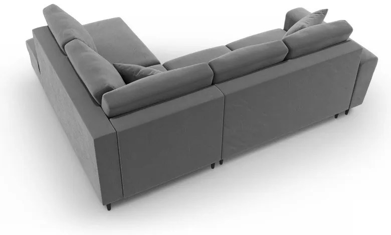 Divano angolare grigio chiaro allungabile e con contenitore (con penisola a destra/a L) con rivestimento in velluto Kyoto – Cosmopolitan Design