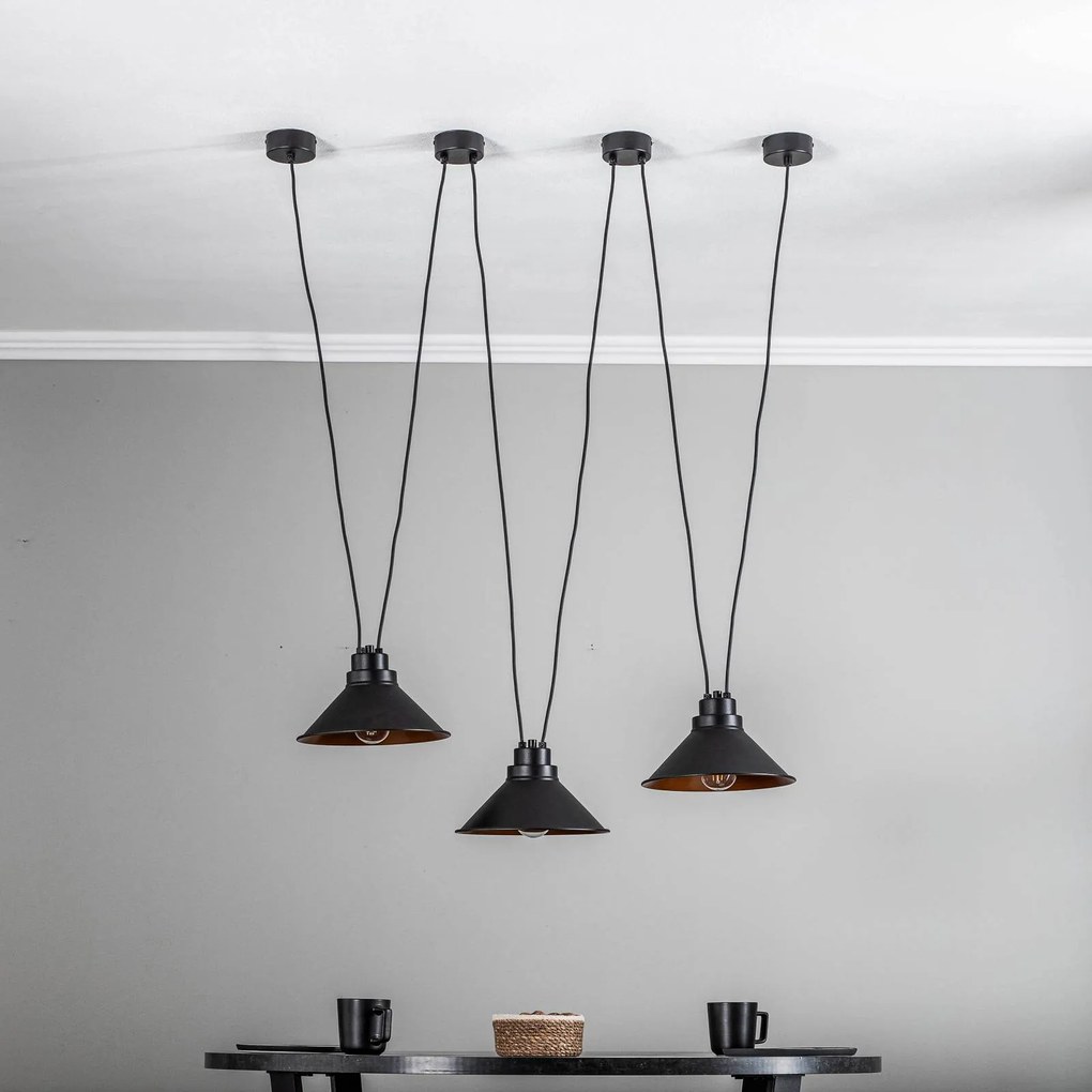 Nowodvorski Lighting Lampada a sospensione Perm III nera, montaggio variabile