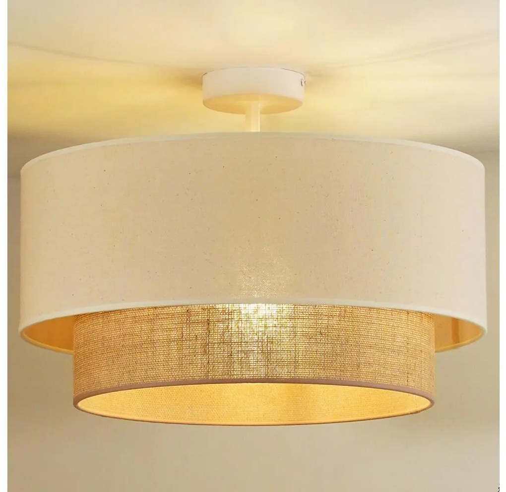 Duolla - Lampadario a plafone BOHO 1xE27/15W/230V diametro 45 cm color crema/marrone