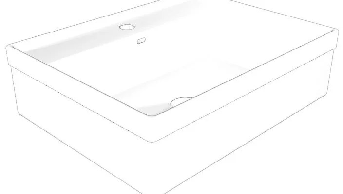 Lavabo da appoggio rettangolare in ceramica bianco