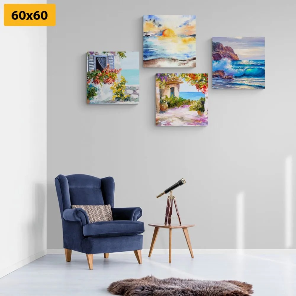 Set di quadri – Tocco di mare in imitazione di pittura a olio