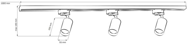 Faretto per sistema a binario PARIGI 3xGU10/10W/230V + 1 m rotaia sistema