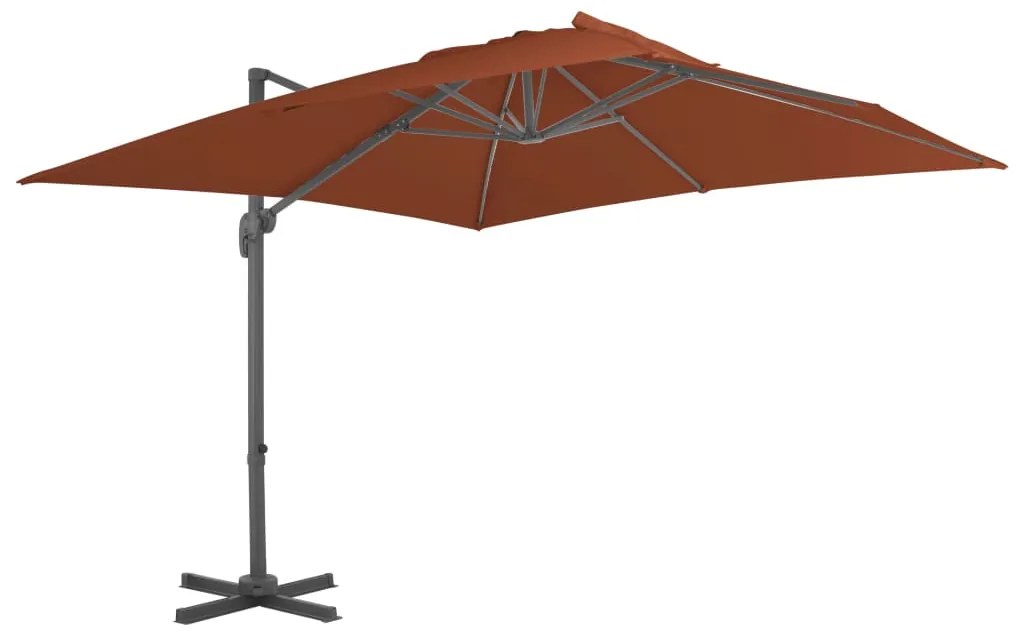 Ombrellone A Sbalzo Con Palo İn Alluminio 400x300 Cm Terracotta /
