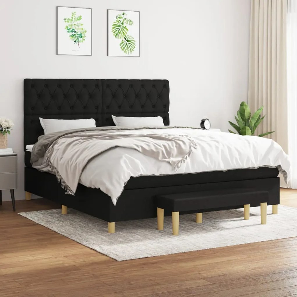 Giroletto A Molle Con Materasso Nero 160x200 Cm İn Tessuto /