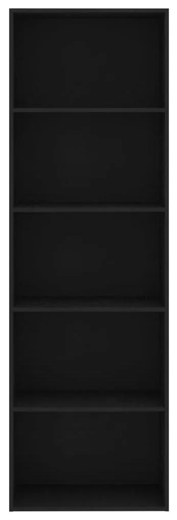 Libreria a 5 ripiani nera 60x30x189 cm in legno multistrato