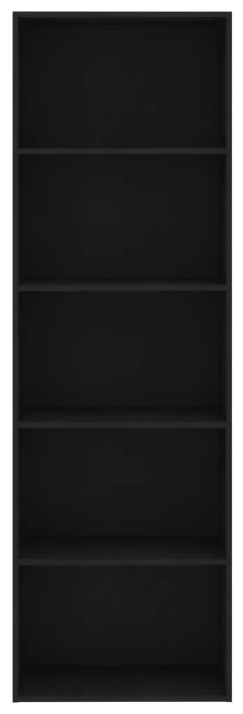 Libreria a 5 ripiani nera 60x30x189 cm in legno multistrato