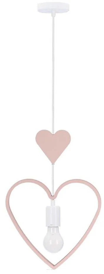 Lampada a sospensione per bambini HEART a cavo 1xE27/20W/230V rosa/bianco