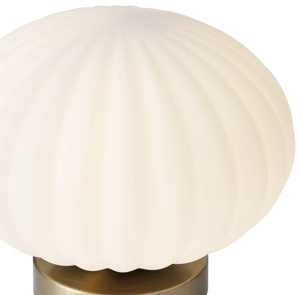 Lampada da tavolo di design in ottone con vetro opale - Mochi